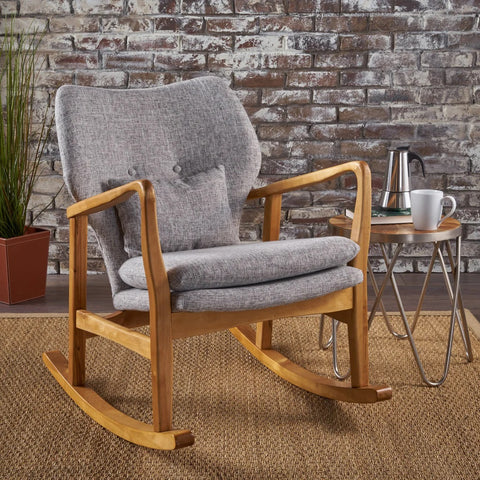 Fabric & Wood Rocking Chair - Grey