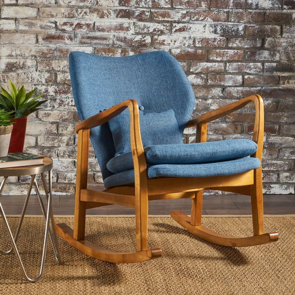 Fabric & Wood Rocking Chair - Teal