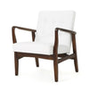 Club Chair - White PU with Wood Frame