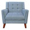 Mid Century Tufted Fabric Armchair - Blue