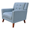 Mid Century Tufted Fabric Armchair - Blue