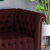 Buttoned Back Sofa - Wine