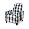 Contemporary Check Fabric Push-Back Recliner