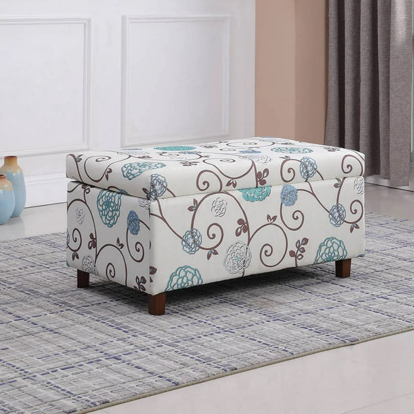 Floral Ottoman - Blue Floral Pattern