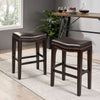 Set of 2 Studded Bar Stool - Brown PU