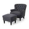 Accent Chair & Footstool Set with Studded Trim - Grey