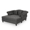 Buttoned Love Seat With Chaise - Charcoal