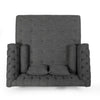 Buttoned Love Seat With Chaise - Charcoal