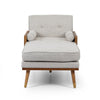 Beige & Wooden Chaise Lounge