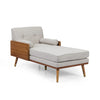 Beige & Wooden Chaise Lounge