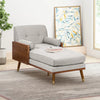 Beige & Wooden Chaise Lounge