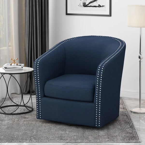 Studded Swivel Tub Chair - Blue