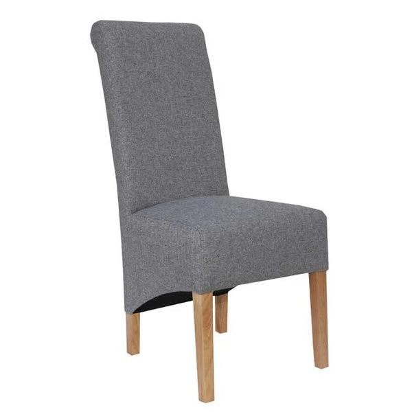 Trimpley Fabric Scroll Back Dining Chair - Light Grey