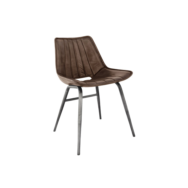 Islington Leather & Iron Chair - Brown