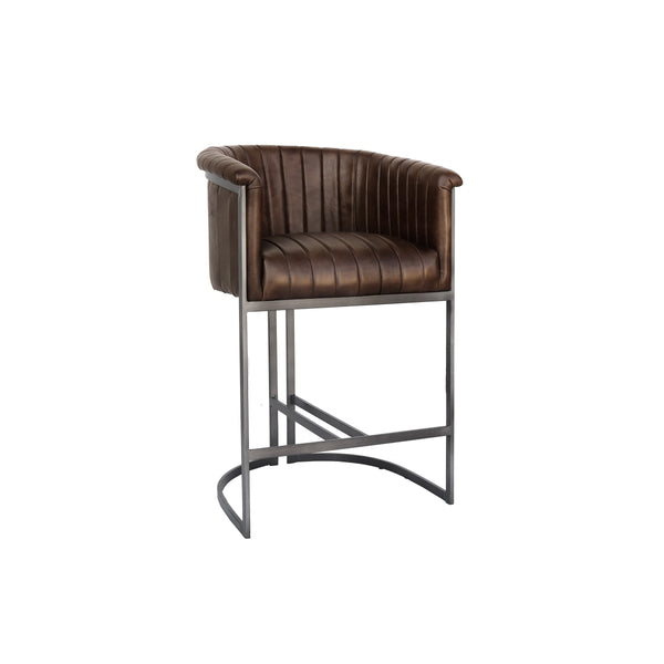 Covent Leather & Iron Bar Chair - Brown