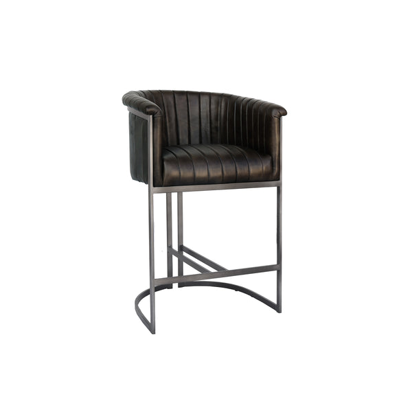 Covent Leather & Iron Bar Chair - Dark Grey