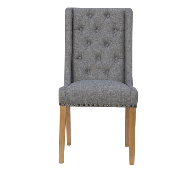 Bibury Buttoned Back Dining Chair - Light Grey