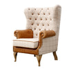 Arnie Fluted Wing Chair in Leather & Wool - Natural