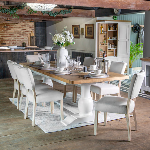 Country Living, White Painted & Oak - 2.2m Extending Dining Table