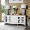 Country Living, White Painted & Oak - 4 Door Sideboard