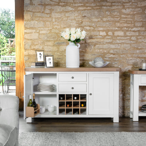 Country Living, White Painted & Oak - Large Sideboard