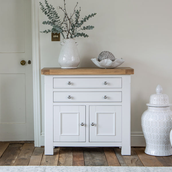 Country Living, White Painted & Oak - Small Sideboard