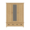 Oakdale Oak Wardrobe - 3 Door With Mirror