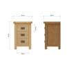 Oakdale Oak Bedside Cabinet - Small 3 Drawer