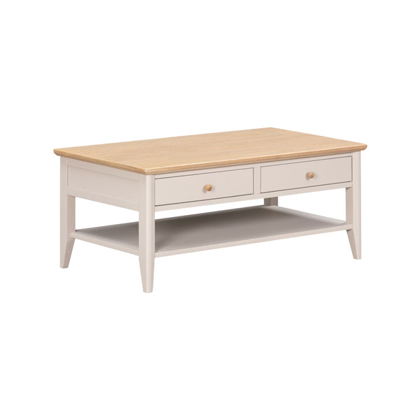 Capri Smoked Oak & Stone Painted Coffee Table - 2 Drawer