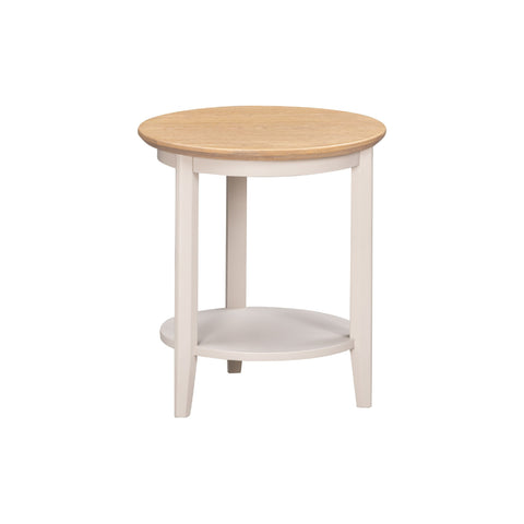 Capri Smoked Oak & Stone Painted Round Lamp Table