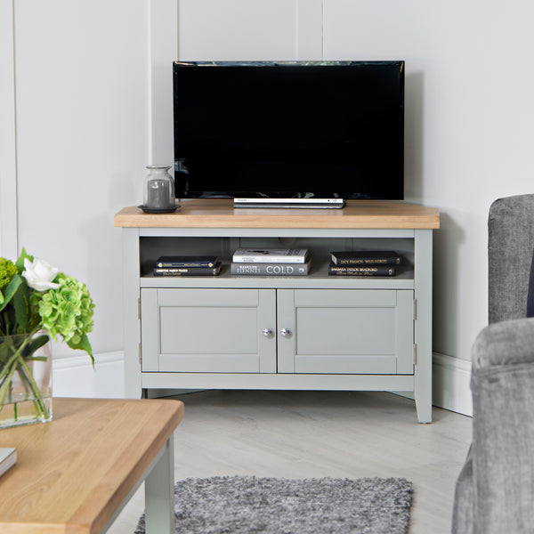 Earlham Grey Painted & Oak Corner TV Unit