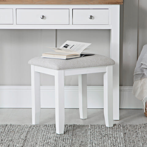 Earlham White Painted & Oak White Dressing Table Stool