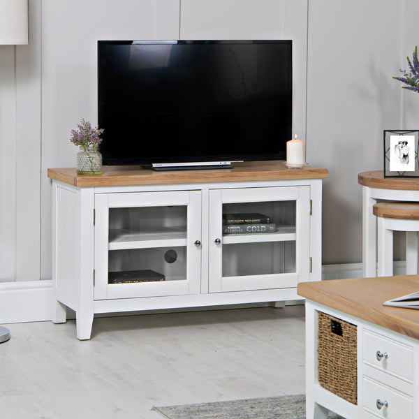 Earlham White Painted & Oak Standard TV Unit