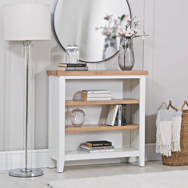 Earlham White Painted & Oak Small Wide Bookcase