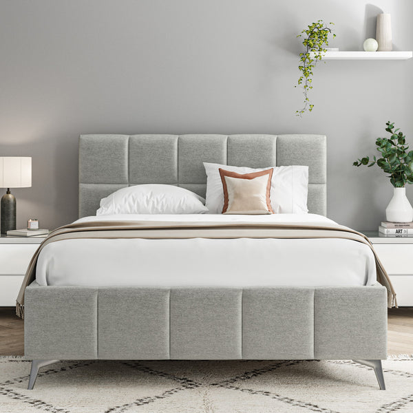 Alessia 5ft (150cm) King Size Fabric Bedframe - Grey Linen