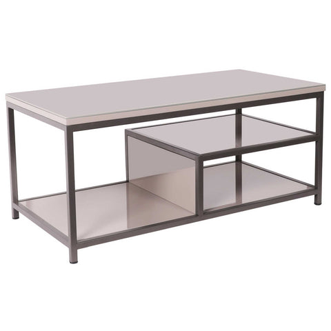 Flux Contemporary Coffee Table with Shelf - Cappuccino