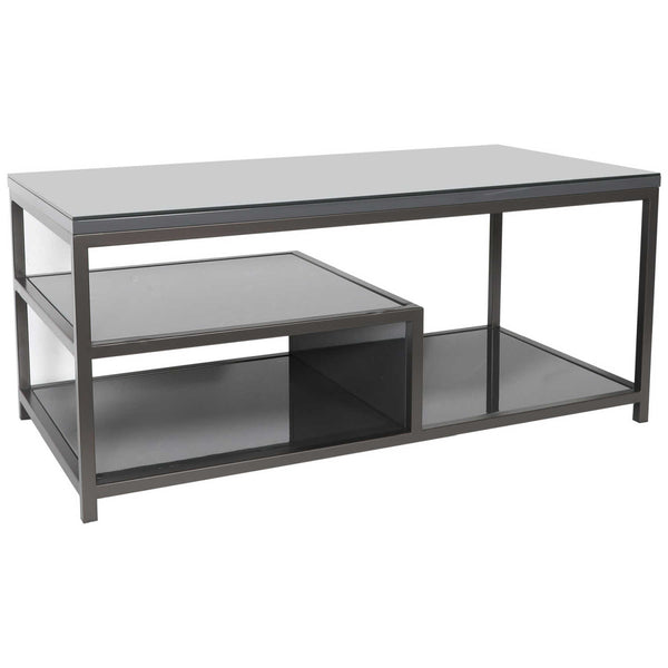 Flux Contemporary Coffee Table with Shelf - Grey