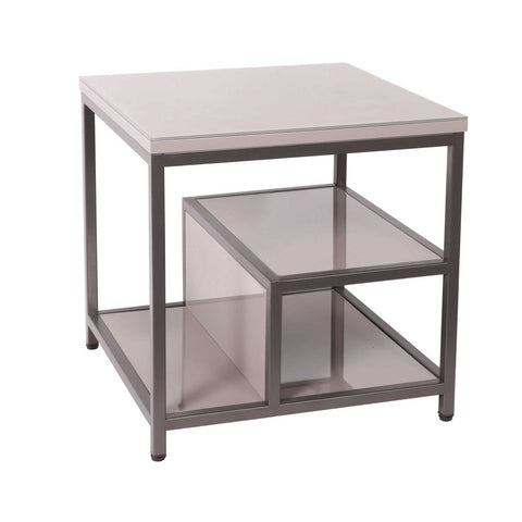 Flux Contemporary Lamp Table with Shelf - Cappuccino