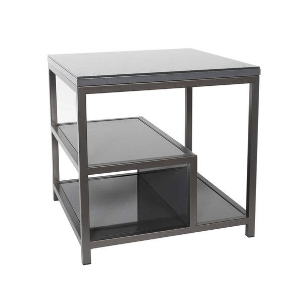 Flux Contemporary Lamp Table with Shelf - Grey