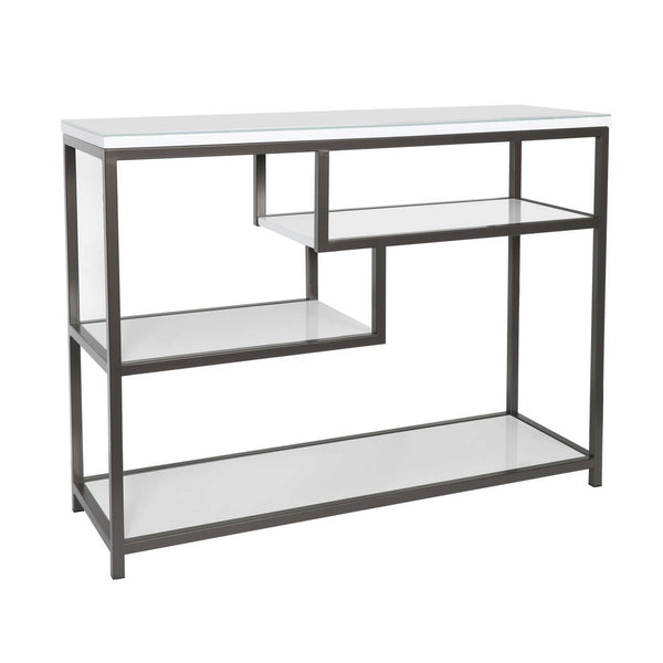 Flux Contemporary Console Table with Shelf - White