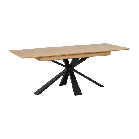 Hereford Oak Dining Table With Metal Base - 160cm Extending