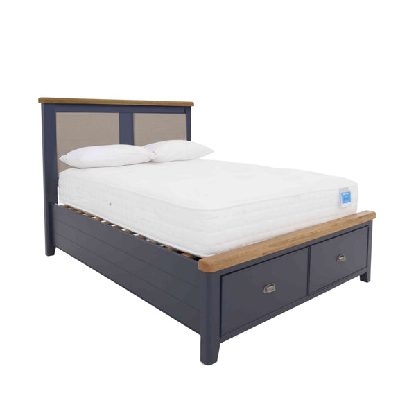 Norfolk Oak & Blue Painted 5ft (150cm) Bed with Drawer