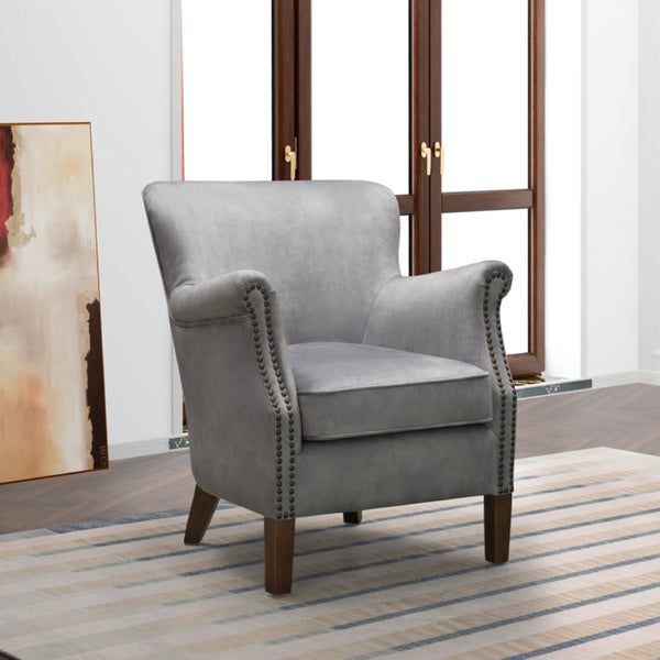 Harlow Vintage Accent Arm Chair - Pewter Grey