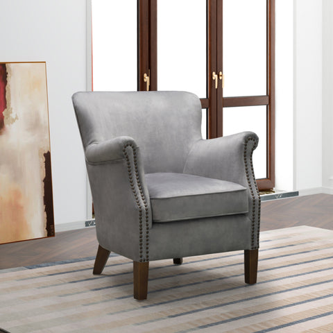 Harlow Vintage Accent Arm Chair - Pewter Grey