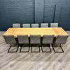 Fusion Oak Large Table PLUS x10 Retro Fusion Dining Chairs + X2 Extension Leaf