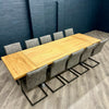 Fusion Oak Large Table PLUS x10 Retro Fusion Dining Chairs + X2 Extension Leaf