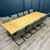 Fusion Oak Large Table PLUS x10 Retro Fusion Dining Chairs + X2 Extension Leaf