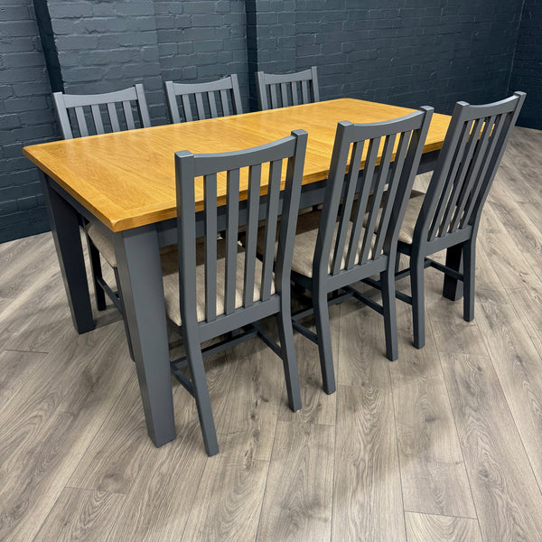 Chester Charcoal Painted & Oak - 1.6m Extending Dining Table PLUS 6x Modena Chairs