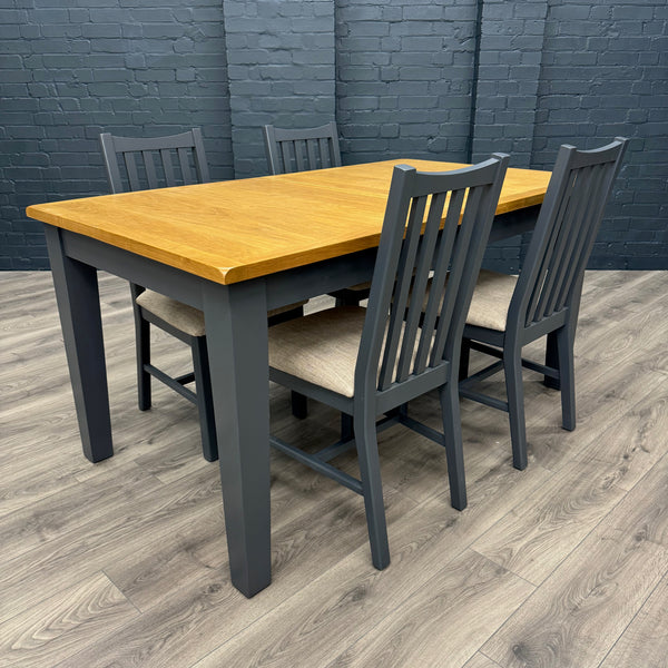 Chester Charcoal Painted & Oak - 1.6m Extending Dining Table, PLUS 4x Modena Chairs