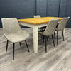 Chester White Painted & Oak, 1.6m Extending Dining Table PLUS 4x Imperia Dining Chairs